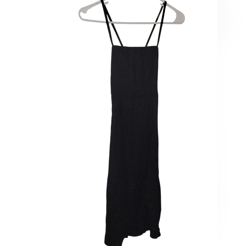 NWT Wild Fable Black Lace Up Linen Blend Midi Dress SZ 00